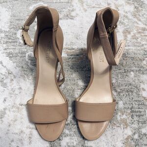 Nine West Nude Ankle Strap Heels (Size 7)